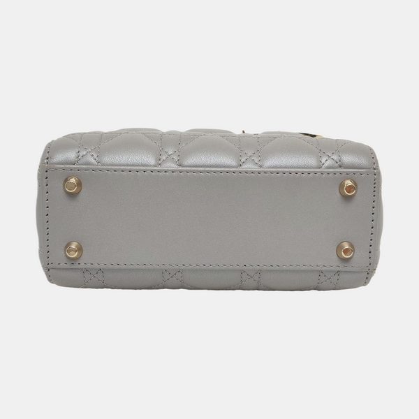Lady Dior Mini Cannage Lambskin Gray