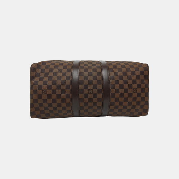 KEEPALL 45 Damier Ebene Coated Canvas Brown