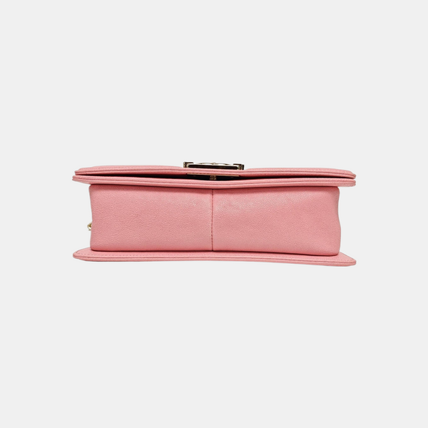 BOY CHANEL Medium Quilted Grained Calfskin Pink