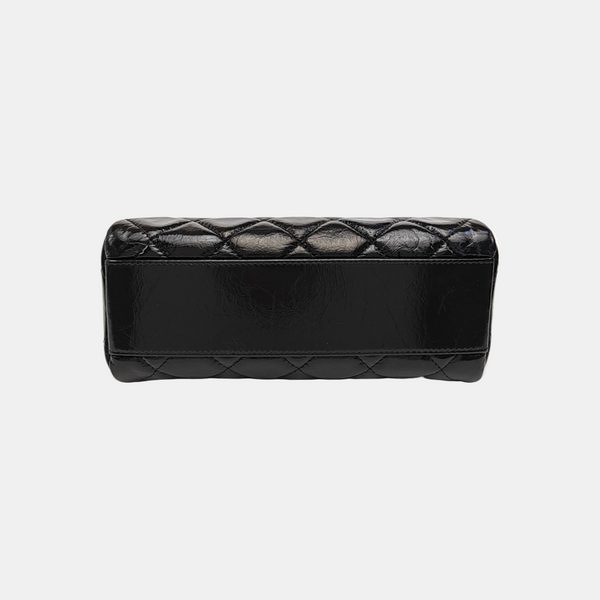 Quilted Patent Leather Shoulder Bag Black
