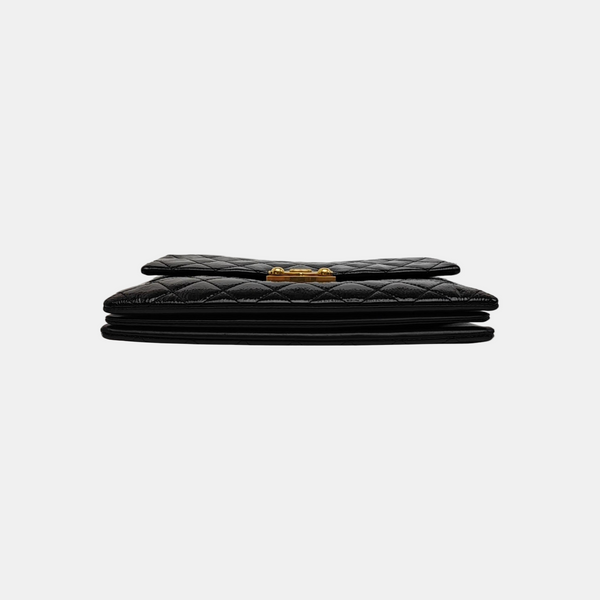 Quilted Patent Leather Shoulder Bag Black