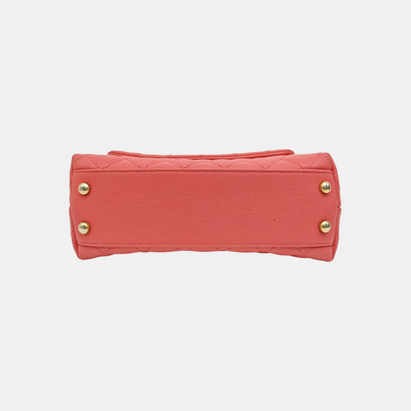 COCO HANDLE Small Quilted Grained Calfskin Pink