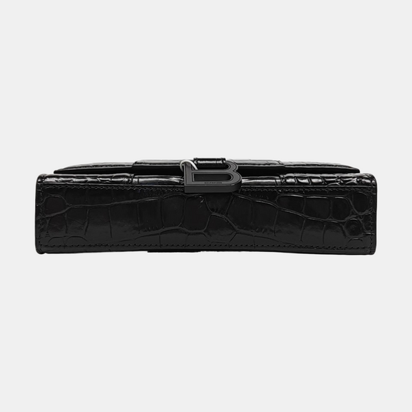 Hourglass Wallet On Chain Mini Calfskin Black