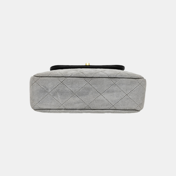 BIJOUX FLAP Quilted Suede Gray