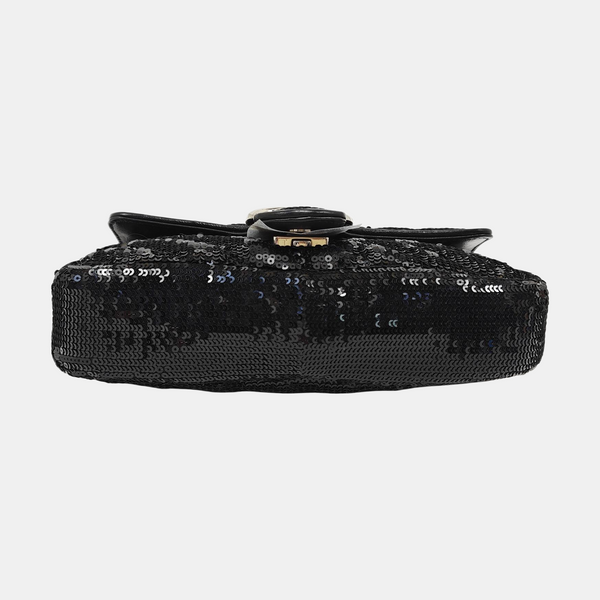 GG Marmont Small Quilted Sequins Black
