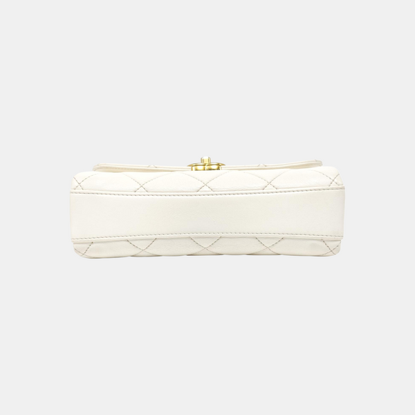 Quilted Lambskin Shoulder Bag Mini White