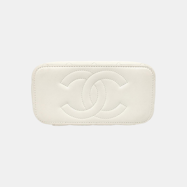 VANITY CASE Small Quilted Lambskin White