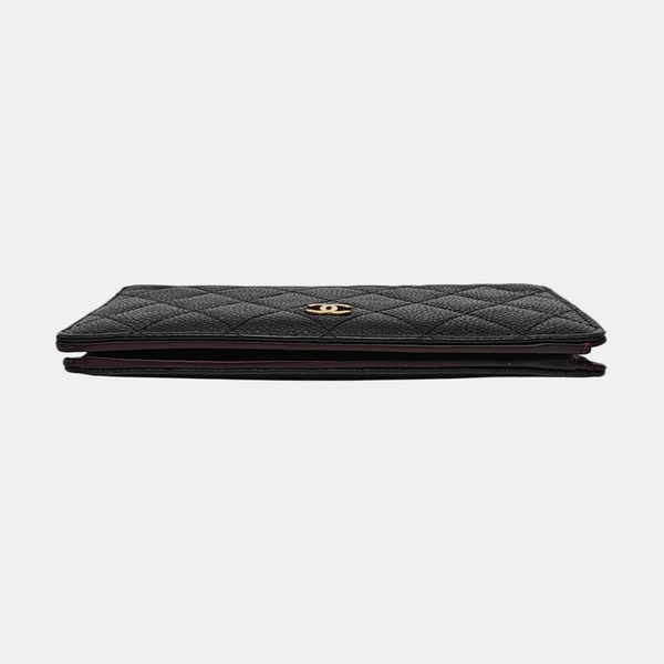Quilted Grained Calfskin Wallet Black
