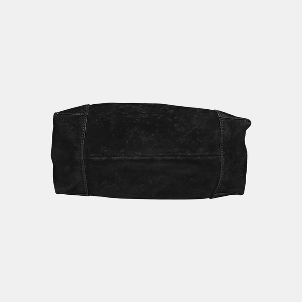 Suede Top Handle Bag Black