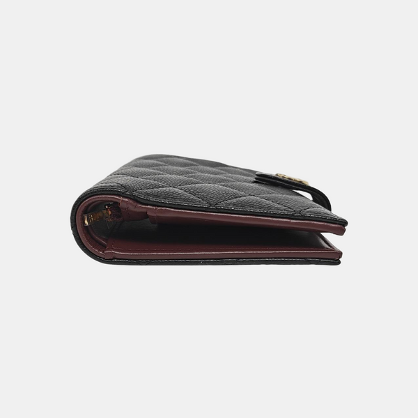 Quilted Grained Calfskin Wallet Black