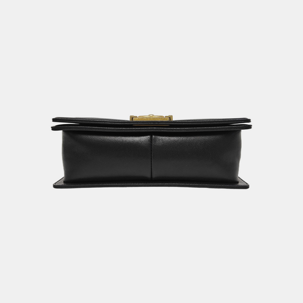 BOY CHANEL Medium Quilted Grained Calfskin Black