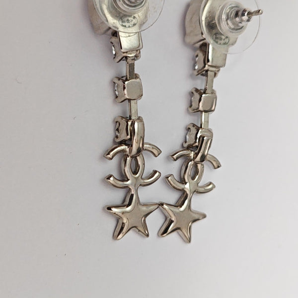 CC Logo Metal Silver Stud Earrings