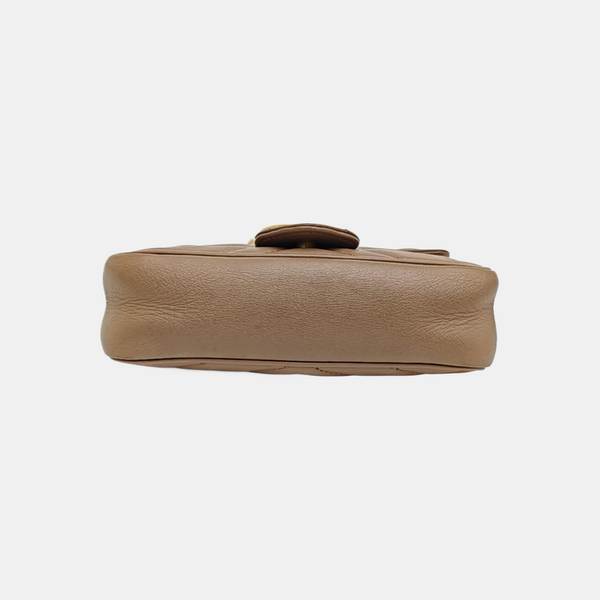GG Marmont Mini Quilted Calfskin Beige