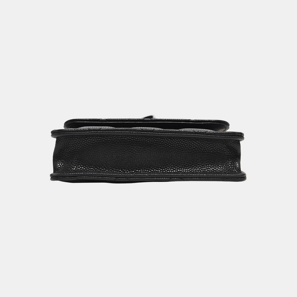 Quilted Grained Calfskin Shoulder Bag Black