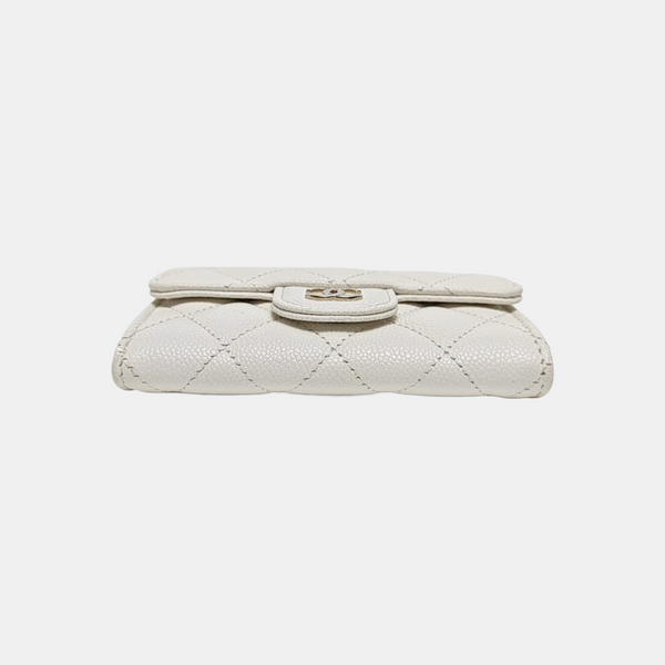 CLASSIC FLAP Quilted Grained Calfskin White