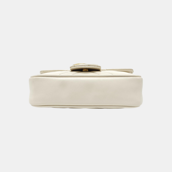 GG Marmont Mini Quilted Calfskin White