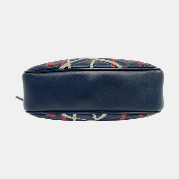 Authenticated pre-owned GG Marmont Small Quilted Calfskin Blue - Shoulder Bag at Looply