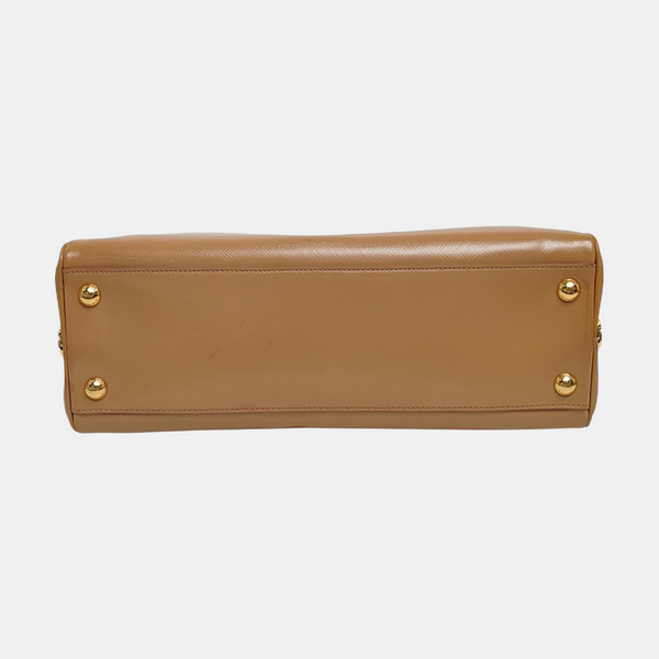 Saffiano Calfskin Top Handle Bag Beige