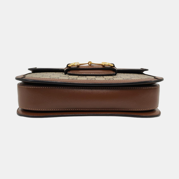 Horsebit 1955 Medium Monogram Coated Canvas Beige