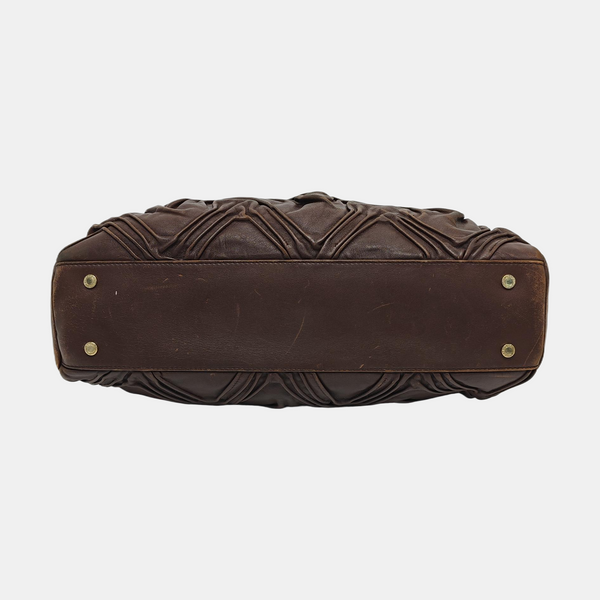 Leather Top Handle Bag Brown