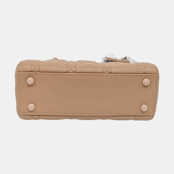 Lady Dior Mini Cannage Calfskin Beige