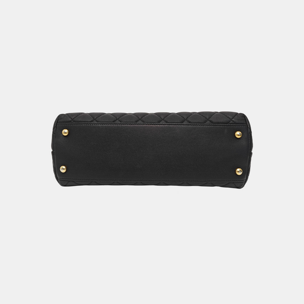 COCO HANDLE Medium Quilted Grained Calfskin Black