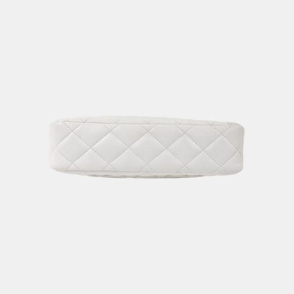 Quilted Grained Calfskin Shoulder Bag White