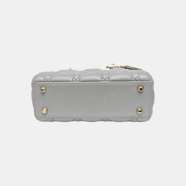 Lady Dior Mini Cannage Lambskin Silver