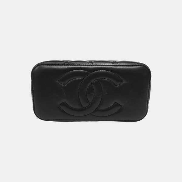VINTAGE COSMETIC BAGS Quilted Lambskin Black