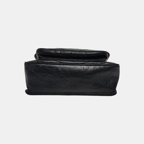 NIKI Medium Chevron Calfskin Black