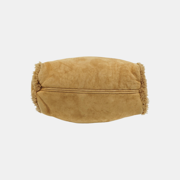 Sheepskin Top Handle Bag Brown