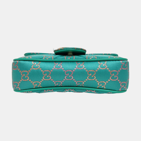 GG Marmont Super Mini Quilted Fabric Green