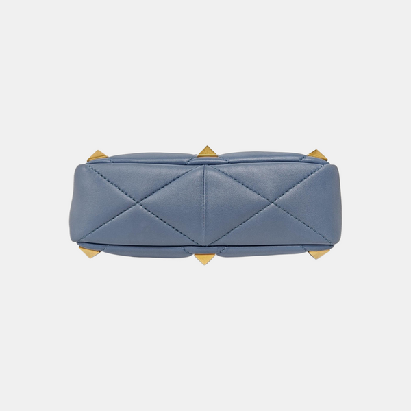 Roman Stud Medium Quilted Lambskin Blue