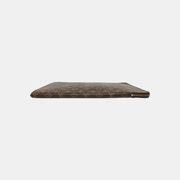 Monogram Coated Canvas Clutch Brown