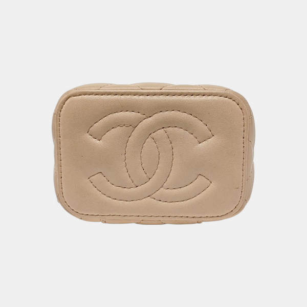 VANITY CASE Mini Quilted Lambskin Pink