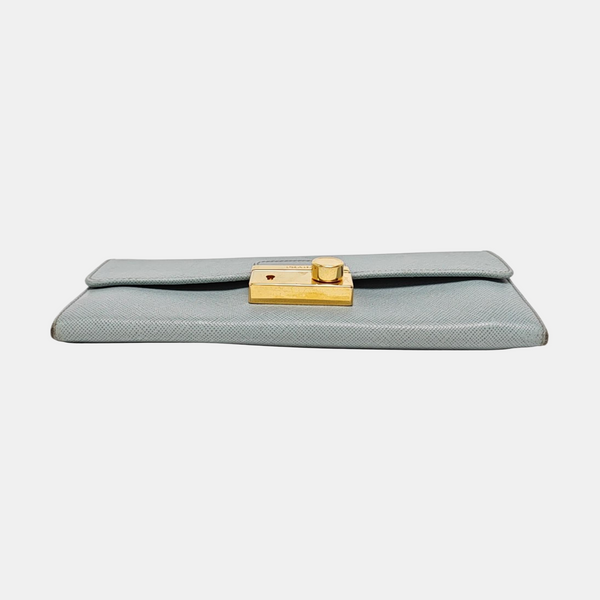 Saffiano Calfskin Clutch Blue