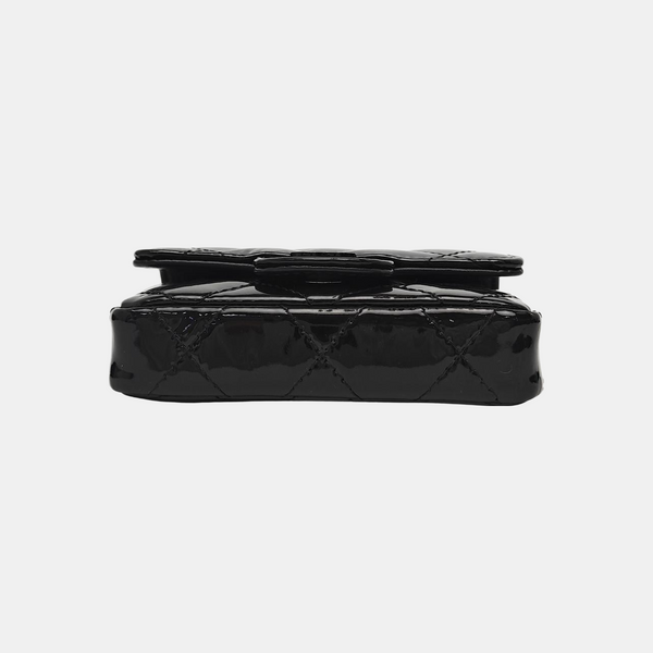 Quilted Patent Leather Shoulder Bag Black
