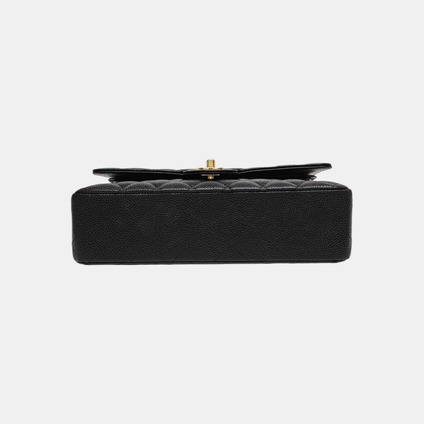 CLASSIC FLAP Medium Quilted Grained Calfskin Black