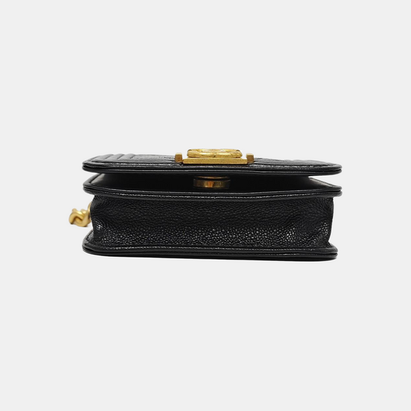 BOY CHANEL Chevron Grained Calfskin Black