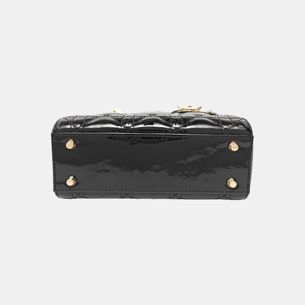Lady Dior Mini Cannage Patent Leather Black