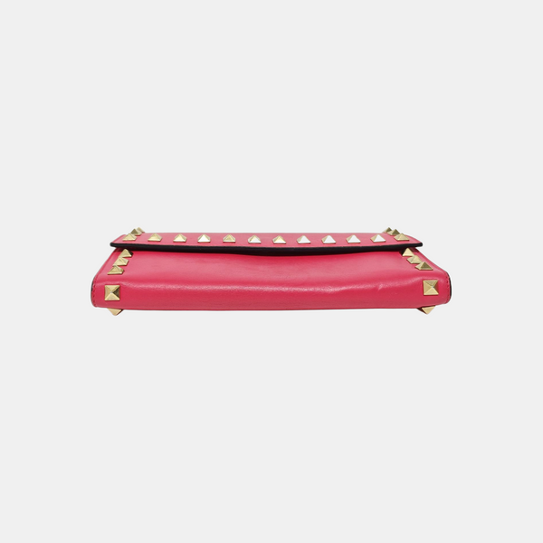 Authenticated pre-owned Rockstud Calfskin Red Wallet - Wallet at Looply