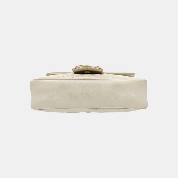 GG Marmont Mini Quilted Calfskin White