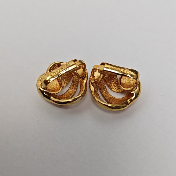 Twist Round Metal Gold Clip On Earrings