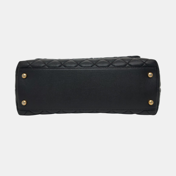 COCO HANDLE Medium Quilted Grained Calfskin Black
