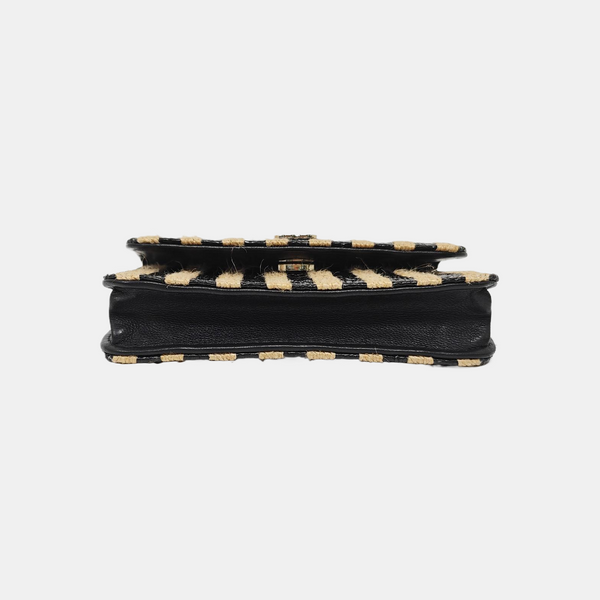 Quilted Straw Crossbody Bag Multicolor