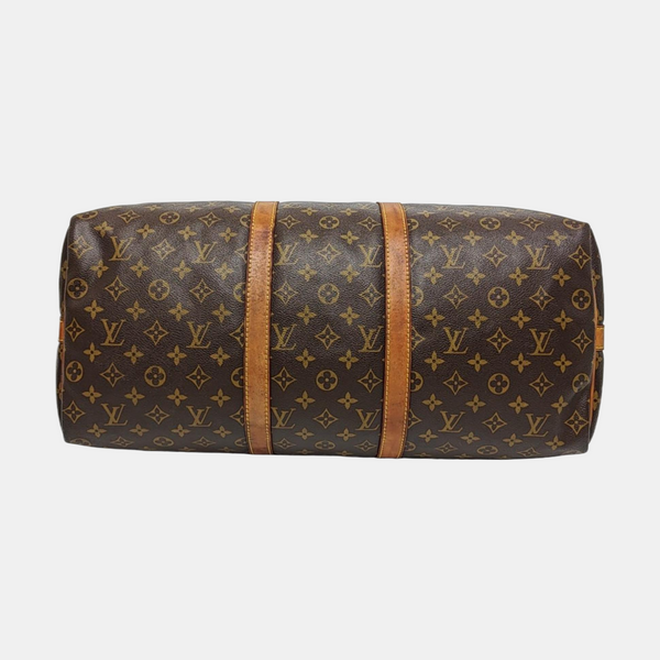 KEEPALL 50 Monogram Coated Canvas Brown
