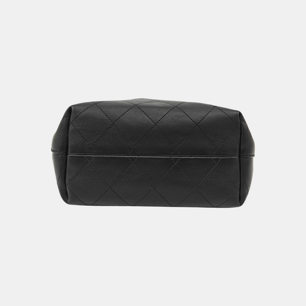 Quilted Calfskin Top Handle Bag Black