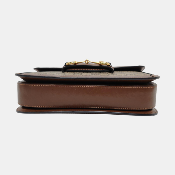 Horsebit 1955 Medium Monogram Coated Canvas Beige