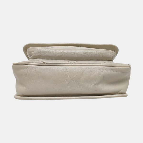 NIKI Small Chevron Calfskin White