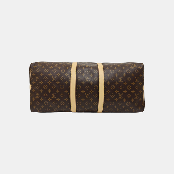 KEEPALL 55 Monogram Coated Canvas Brown